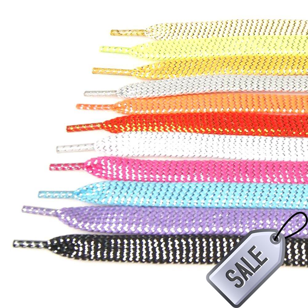 1PAIR Flat Sports Shoelaces Gold Silver Glowing Shoe Laces