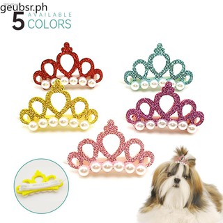 ▫﹍Pet Cat Dogs Artificial Pearl Bows Hair Clips Cute Head Decoration 1pcs GEU