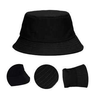 Unisex Black Cotton Bucket Hat Boonie Hunting Fishing Sun Cap Hip Hop Hat
