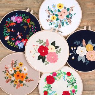 【COD】DIY Embroidery Ribbon Set Beginners With Embroidery Shed Sewing Kit Cross-stitch Crafts