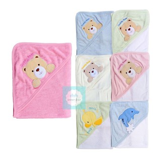 SMALL WONDERS Baby Hooded Receiving Blanket Towel, Newborn, Infant, Bathing Essentials Terry Cloth