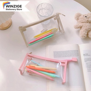 Ready Stock/✹Winzige Ins Transparent Pencil Bag muji pencil case minimalist pencil case Korean Stati