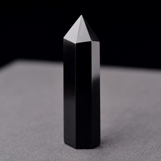 Natural Obsidian Black Quartz Crystal Stone Point Healing Hexagonal Wand
