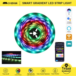 CrabTek WiFi Smart Gradient Quality Colorful LED Multi Color Music Synchronization Strip Light 5mtrs