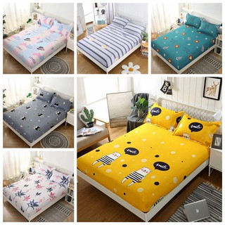 Garterized Sheet Double Size Pillowcase Fitted Bed Sheet Single/Queen/King Size Bedsheet
