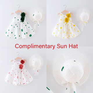 【Send a hat】New summer dresses for girls Baby Sleeveless Dress Cotton Dress