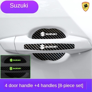 For Suzuki Car Luminous Carbon Fiber Pattern Door Bowl Handle Sticker Vitara Swift XL7 Presso Dzire Jimny Ciaz Celerio Ertiga