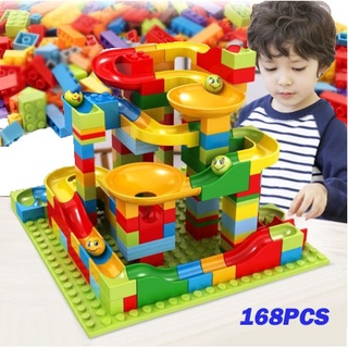 168PCS DIY Big Building Blocks For Kids Marble Race Track Ball Block Funnel Slide Blocks Toys