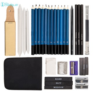 [COD]BLU 32pcs Drawing Sketch Set Charcoal Pencil Eraser Art (1)