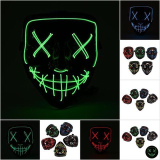 LFPH Halloween LED Glow Mask EL Wire Light Up The Purge Movie Costume Light Party joie