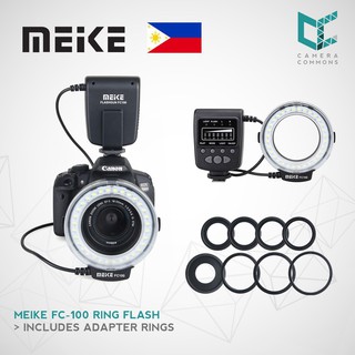 Meike FC100 Macro Ring Flash LED for DSLR Camera Camcorder with Adapter Rings