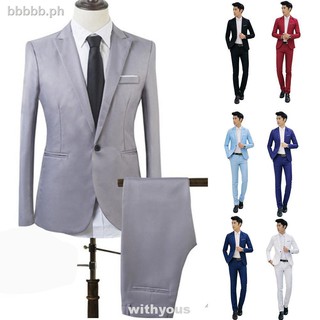 Mens Business Leisure Suit A Two-piece The Groom Wedding Cotton blended