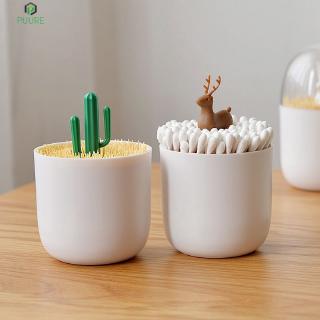 【❥❥】 1Pc Table Decoration Transparent Plant/animal Toothpick Storage Boxes Cotton Swab Box Dust Toothpick Box Storage Tank 【PUURE】