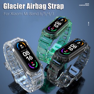 Transparent Silicone Strap for Xiaomi Mi Band 6/5/4/3 Glacier Colorful Airbag Soft TPU Wristband for Miband 6 5 4 3