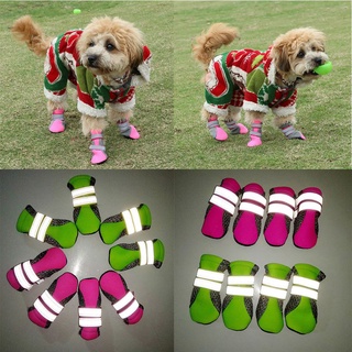 ☢Pet Dog Boots With Anti-Slip Sole Reflective Lightweight Dog Shoes Warm Pet Dog Shoes Paw Protector