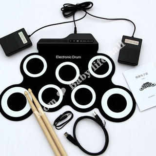 ★1-3Days Delivery➹Portable Electronic Drum Digital 7 Pads Roll up Drum Set Silicone Electric USB (1)
