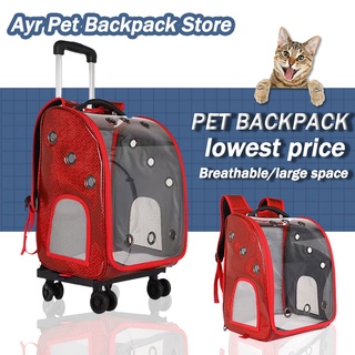 (COD) Panoramic Outdoor Pet Travel Double Backpack Cat Dog Pet Box Pet Supplies Travel Fashion Pet