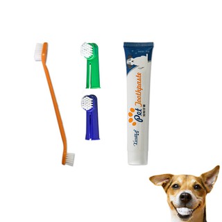 Cat Dog Toothbrush Set with Toothpaste Finger Brush Pet Oral Care Dental Kit