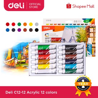 Deli EC12-12/EC12-24 Acrylic Colors 12 colors/24 colors,12ml/tube