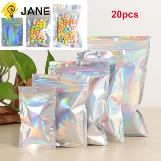 JANE 20Pcs Zip Plastic Bag Aluminum Foil Hologram Food Pouch WaterProof Reclosable Pouches (1)