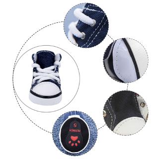 tranquillt 4pcs Pet Dog Boots Puppy Denim Sports Anti-slip Shoes Sneakers For Small Dogs (4)