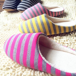 【 Special price】Winter Warm Soft Plush Indoor Home Floor Anti-skid Slippers Striped Cloth