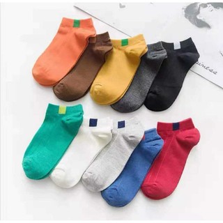 Set of 10 Pair Japan Unisex Ankle Socks Low Cut Couple Socks Assorted Color Free Pouch
