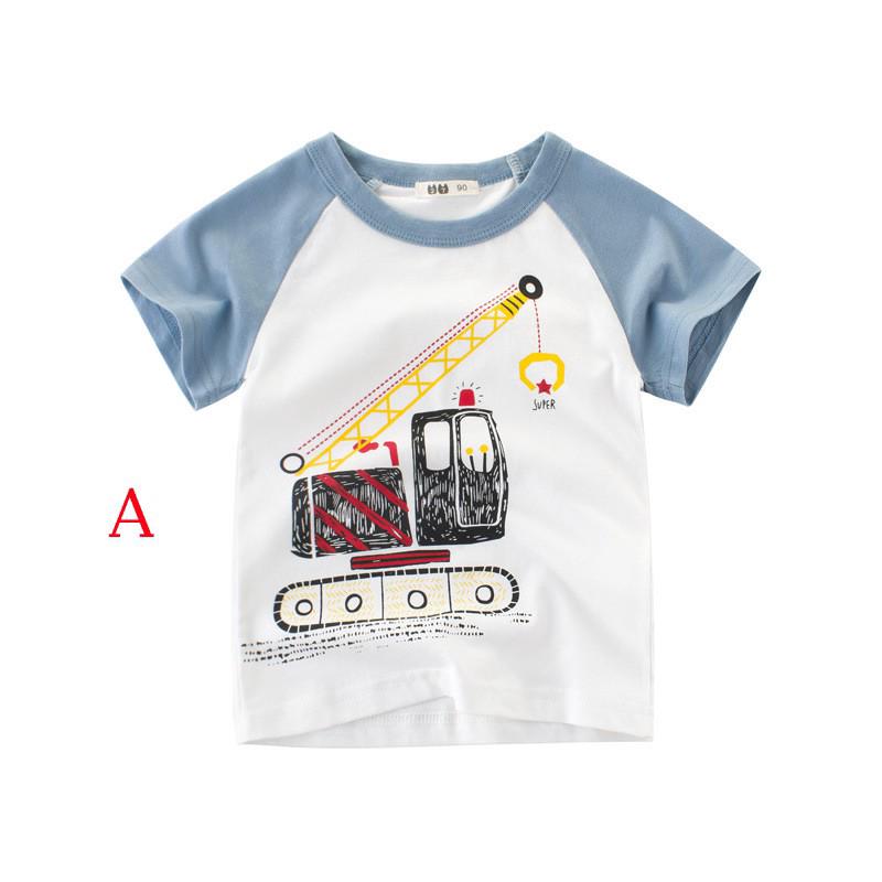 Children Wear Boy T-shirt Short Sleeve Construction Vehicle Pattern (2)