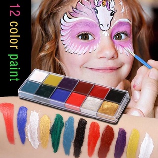 Face Body Paint Oil Professional 12 Colors Makeup Palette Safe Facepaint for Halloween Cosplay