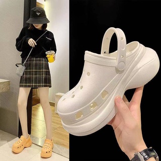 New Crocs Bae Clogs Wedges High-heeled Korean Fashion For Women Shoes