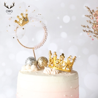1pcs Glod Slvier Crown Cake Topper Cake Accessories Luxury Pearl Happy Birthday Cake Topper Party Decor