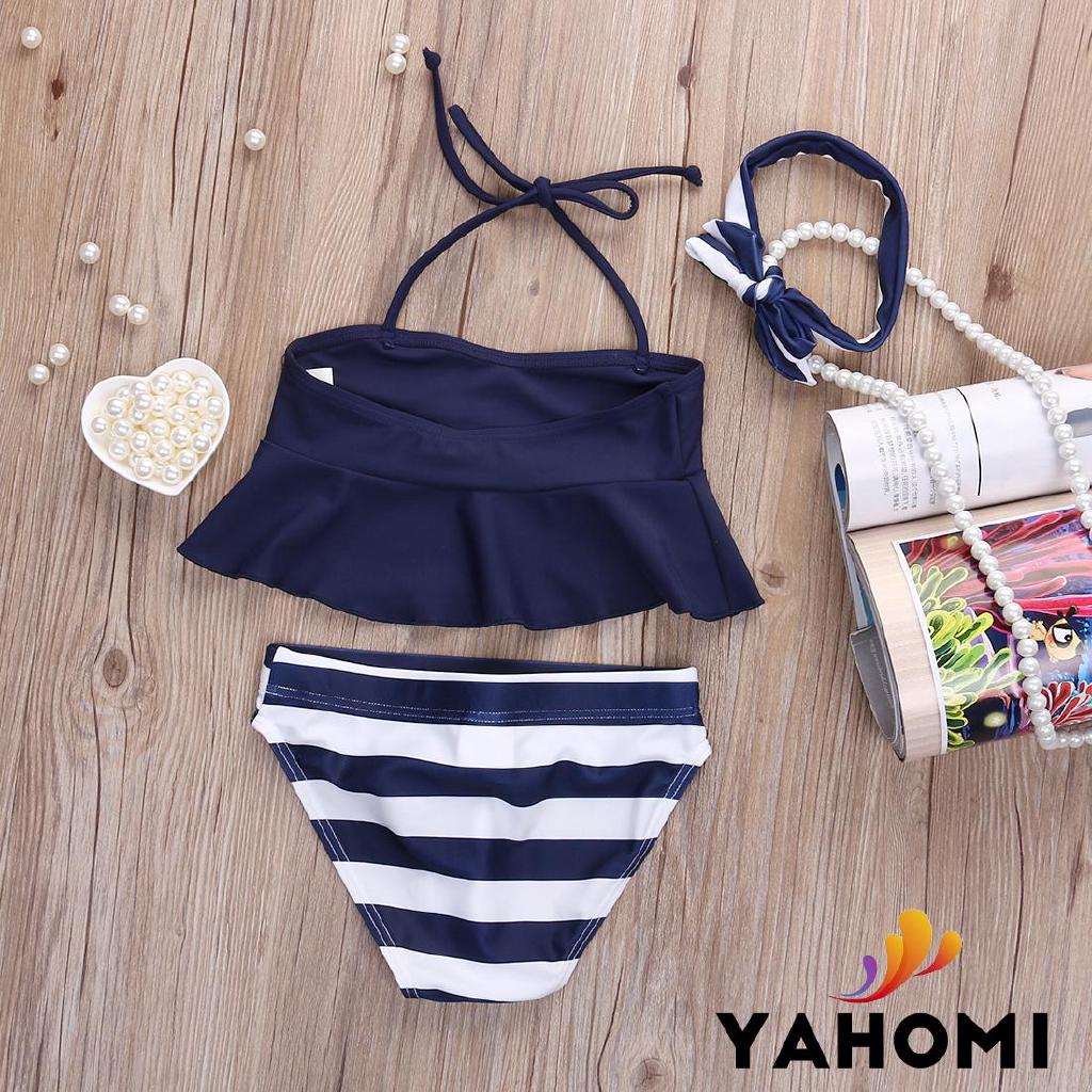 ➤GML2019 Kids Baby Girl Bikini Suit Navy 3pcs set Swimsuit