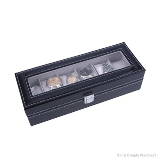 ▤❡Professional Leather Jewelry Watches Display Storage Watch Box Organizer Case (Black)
