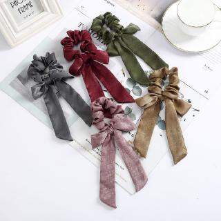 NKorean Long Ribbon Bowknot Hair Tie Women Fashion Solid Color Hair Band Girls Hair Rope Accessories