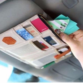 Auto Sun Visor Card Holder Car Sunshade Clip Board Car Storage Bag Organizer