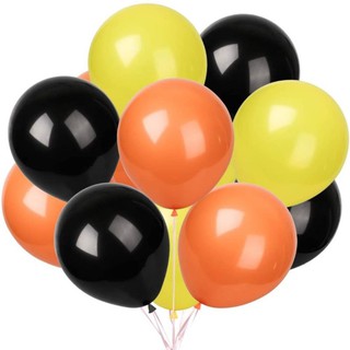 100pcs Tricolor Black Orange Yellow Mix Latex Balloons Party Needs Construction Quarantine theme