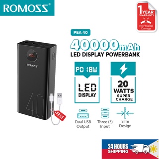Romoss PEA40 40000mAh 18W / PEA40PF 22.5W Power Bank PD20W QC 3.0 Two-way Fast Charging Powerbank