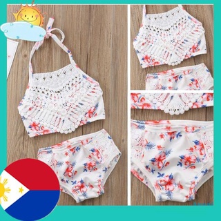 ✿ℛToddler Baby Girl Lace Floral Swimwear Bathing Suit Swimsuit Beachwear Clothes【Stock】 (1)