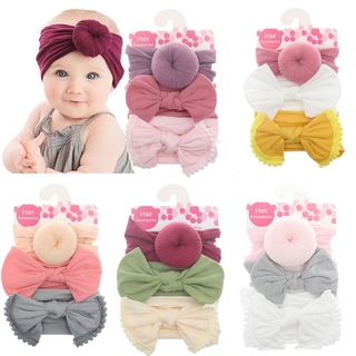 3pcs/Set New Solid Nylon baby headband Bow Headbands For Cute Kids Girls Hair Girls Turban Hairband Children Soft Cotton (3)