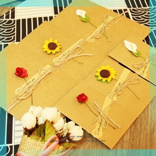 Greeting Card Creative DIY Retro Kraft Paper Father's Day Birthday Gift Card Hand Dried Flower Card