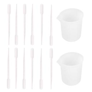 FLGO* 14Pcs Silicone Mixing Cup Epoxy Resin Silicone Measuring Cup Plastic Dropper Kit