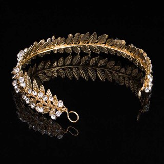 Gold Crystal Rhinestones Flower Leaf Wedding Tiara Headband Bridal