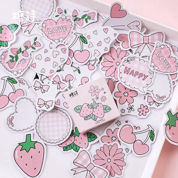 Strawberry Series Cute Boxed Kawaii Planner Scrapbooking Stationery Stickers