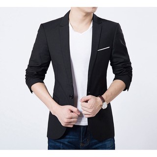 Men's Casual Slim Fit Formal One Button Suit Blazer Coat