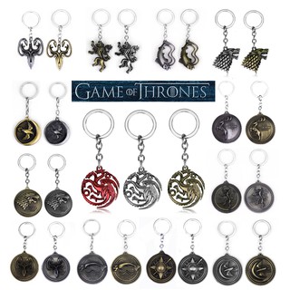 Game of Thrones Nine Family Badges Wolf Head Three-headed Dragon Keychain Alloy Pendant Gift Game of Rights