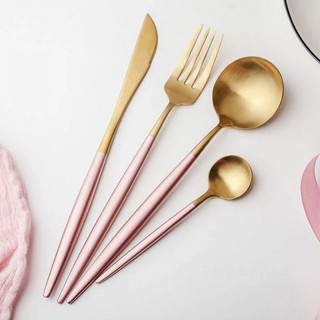 Balay Sosyal Pink and Gold Cutlery Flatware Set (1)
