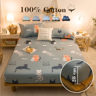DANSUNREVE Cartoon Fitted Sheet Cute Rabbit Single King Queen Bedsheet 100% Cotton Bed for Bedroom