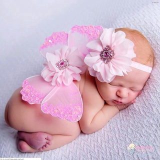 ♟♀Baby Butterfly Wings Head Flower Photo Set Photography Props