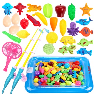30Pcs Children Magnetic Fishing Toy Playing Water toys Fish Rod Net Set For Kids Outdoor Game Toy