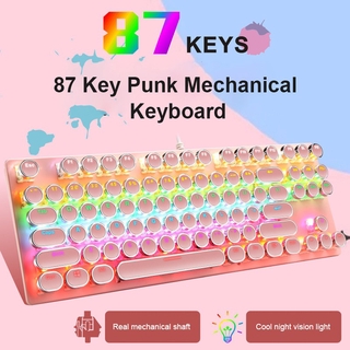 【recommended】Game Typewriter Mechanical Keyboard USB Wired 87-key ABS Round British Real Mechanical
